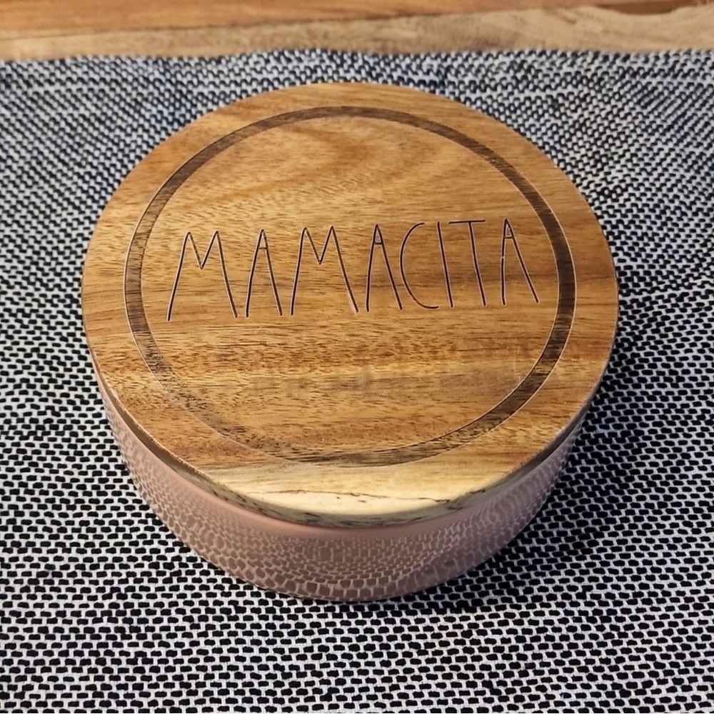Rae Dunn Mamacita Engraved Wooden Trinket Box - Natural Wood & Pink